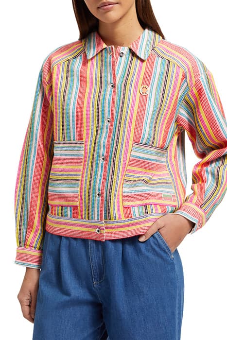 SHORT TRUCKER JACKET IN MULTI COLOUR STRIPE VIBRANT STRIPE by Scotch & Soda