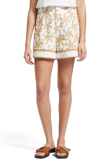 STARFISH EMBROIDERED HIGH-RISE LINEN SHORT STARFISH EMBROIDE by Scotch & Soda