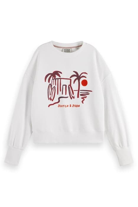 SLOUCHY PUFFED SLEEVED GRAPHIC SWEATSHIRT WHITE by Scotch & Soda