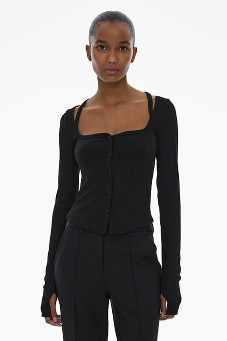 SQ NK CARDI POLYESTER, ELASTANE BLACK by Helmut Lang