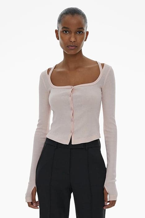 SQ NK CARDI POLYESTER, ELASTANE LUCID PINK by Helmut Lang