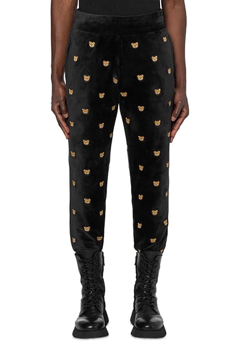 ALLOVER TEDDY EMBROIDERY CHENILLE JOGGERS BLACK by Moschino