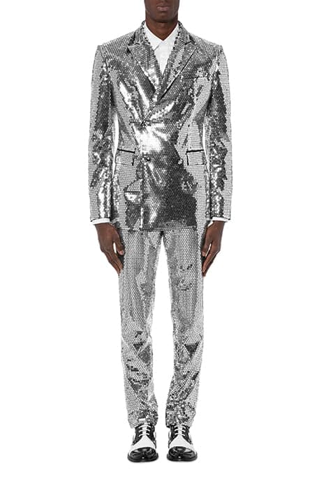 DOUBLE-BREASTED JACKET WITH SEQUINS SILVER by Moschino