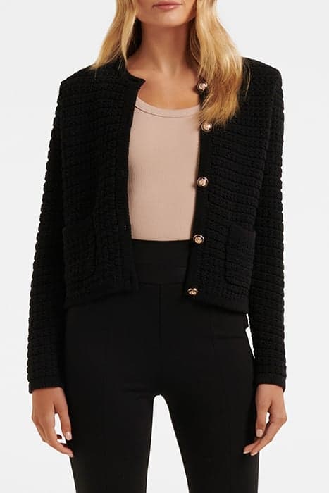 CHLOE TEXTURED KNIT CARDIGAN BLACK by Forever New