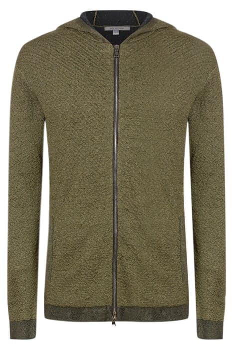 REGULAR FIT ZIP-FRONT HOODIE JACKET WITH TARP GREEN by John Varvatos