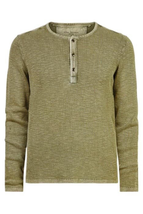 NASHVILLE WAFFLE HENLEY IN FADEAWAY WASH OLIVE LEAF by John Varvatos