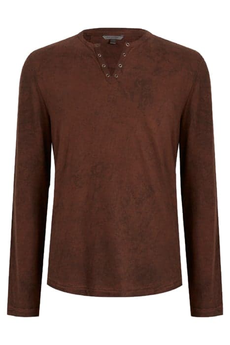 ASH LS GROMMET HENLEY WITH CARBON WASH COPPER by John Varvatos