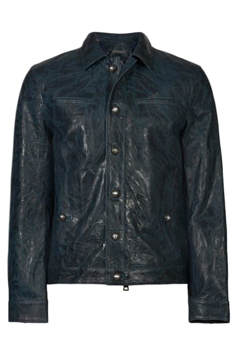 ZIP/BTN CLOSURE JKT WITH MULTI POCKETS PEACOCK BLUE by John Varvatos