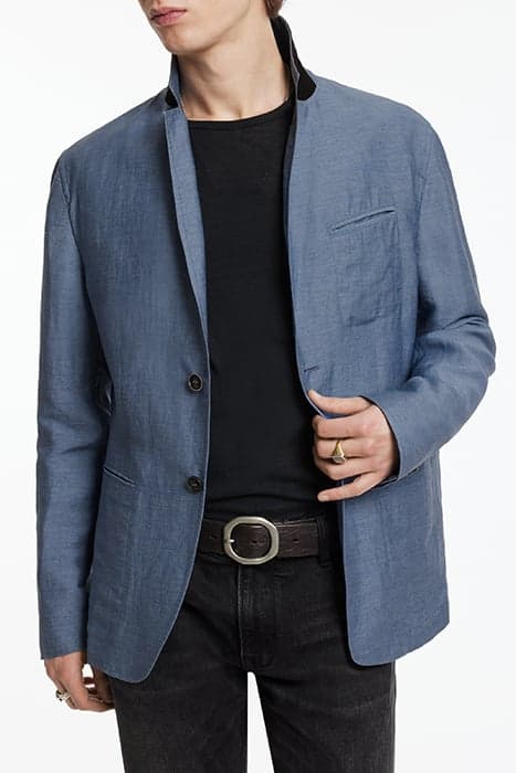 SLIM FIT NOTCH LAPEL JACKET WITH UNLINED DUTCH BLUE by John Varvatos