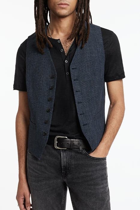 FRONT BODY DARTS VEST WITH WELT HIP POCK INK BLUE by John Varvatos