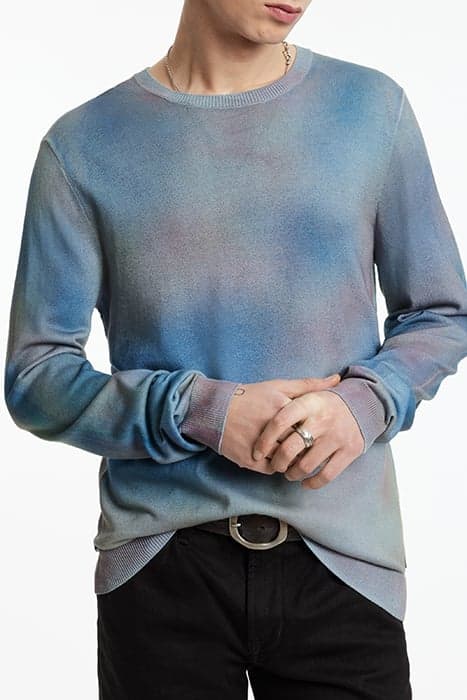 DAHL LS MERCERIZED COTTONWITH SPRAY DYE DUTCH BLUE by John Varvatos