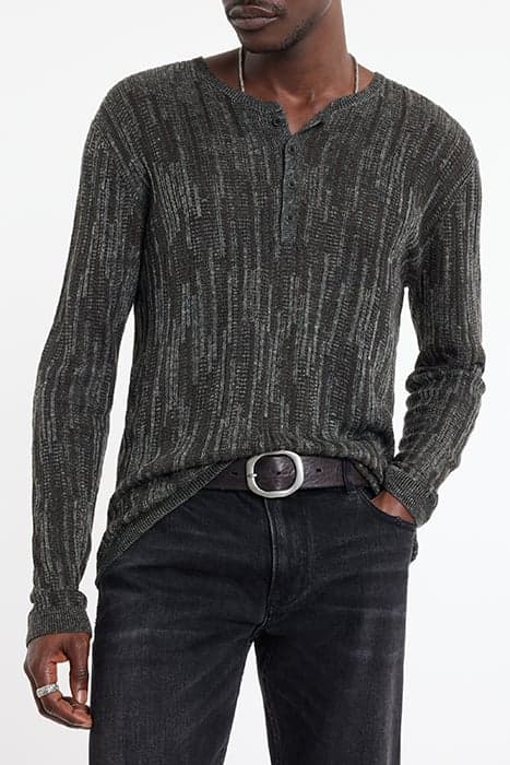 WILLIAM SLIM FIT HENLEY WITH MISS AND TU IRON GREY by John Varvatos