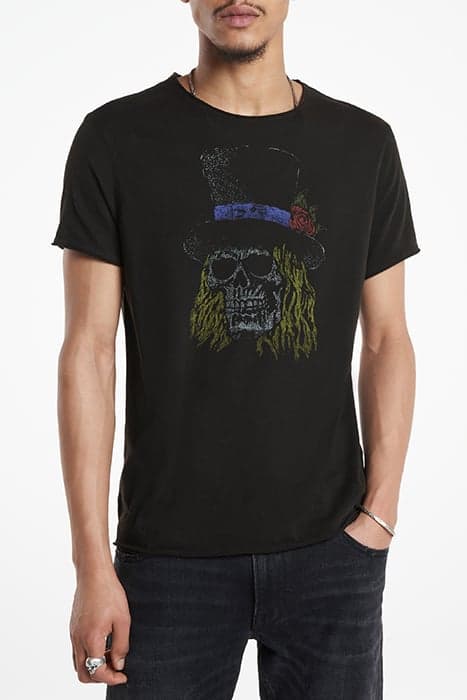 SS RAW EDGE TEE VINTAGE WASH -SKULL TOP BLACK by John Varvatos