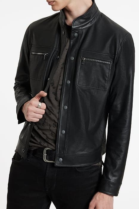 SNAP DOWN REVERSIBLE JACKET WITH WIRE IN BLACK by John Varvatos