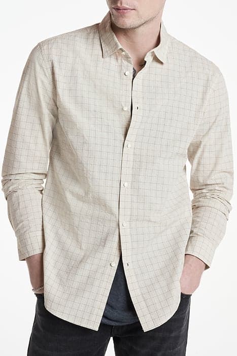 SLIM FIT SPORT SHIRT WITH SHANK BUTTONS MACADAMIA by John Varvatos