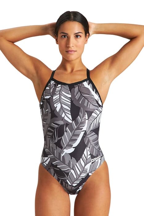 W TROPICALS LIGHT DROP BACK ONE PIECE BLACK-BLACK MULTI by Arena