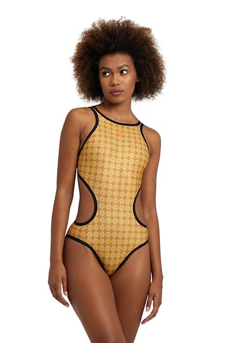 WOMEN'S ARENA 50TH GOLD SWIMSUIT TECH ON GOLD MULTI-BLACK by Arena