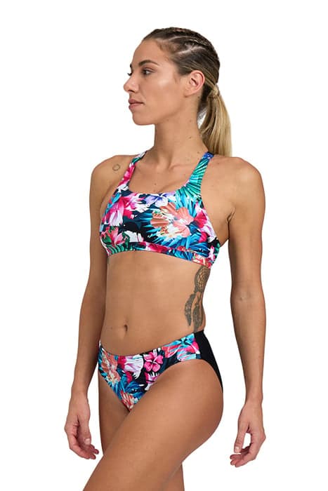 WOMEN'S ARENA FLOWER BIKINI SWIM PRO BAC BLACK-BLACK MULTI by Arena