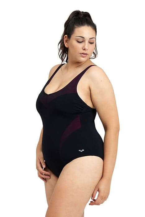 W ISABEL LIGHT CROSS BACK ONE PIECE PLUS BLACK-ROSE VIOLET by Arena