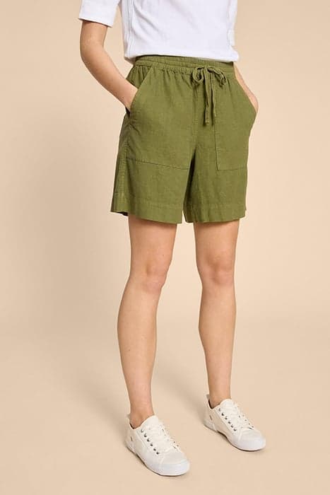 ELLE LINEN BLEND SHORT DARK GREEN by White Stuff