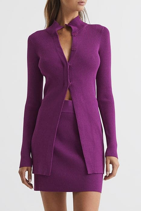 BLAKELY-RIBBED BUTTON UP MAGENTA by Reiss