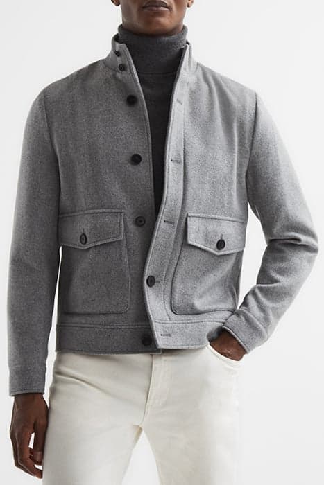 VIENNA-WOOL BUTTON THROUG SOFT GREY by Reiss