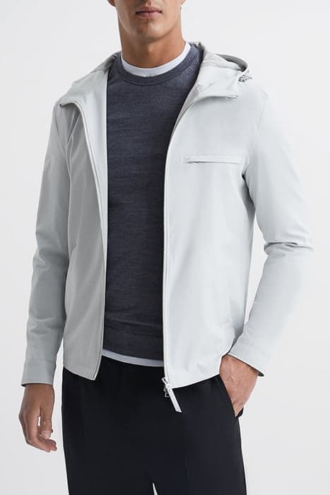 ZUROKE-ZIP THROUGH HOODED ICE GREY by Reiss