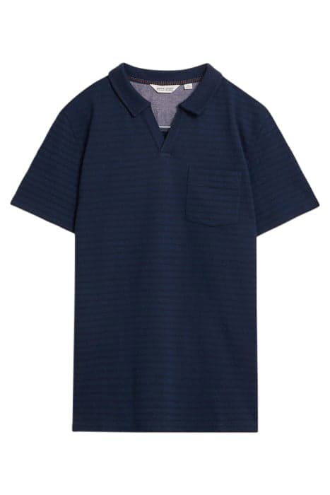 TEXTURED OPEN COLLAR POLO DARK NAVY by White Stuff