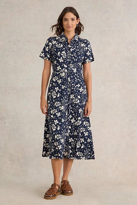 RUA JERSEY SHIRT DRESS NAVY PRINT by White Stuff