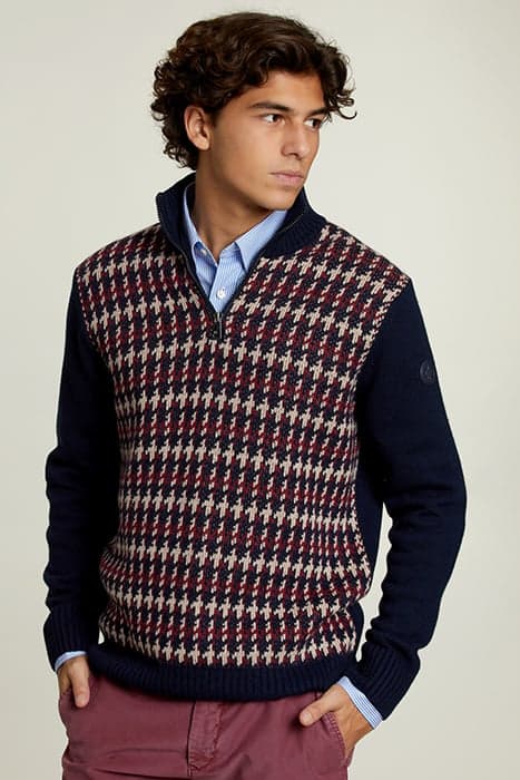 SLIM FIT WOOLEN SWEATER NAVY/MONTROSE by River Woods