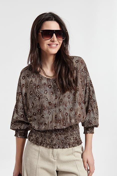 PRINTED VISCOSE PULPI TOP BROWN by OKY