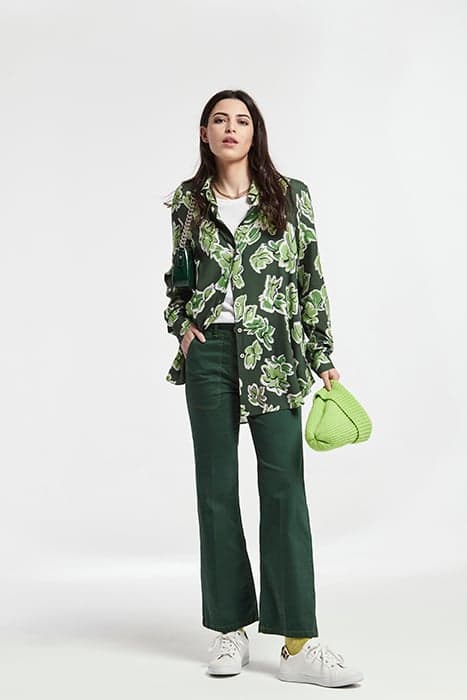 FLOWER PRINT OVERSIZED SHIRT GREEN by OKY