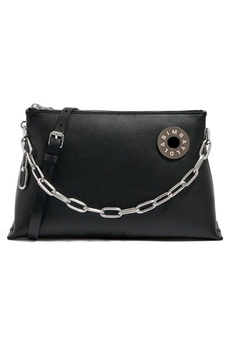 M BLACK LEATHER TRAPEZIUM BAG by Bimba y Lola