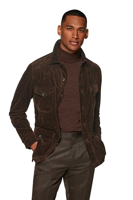 DARK BROWN RELAXED FIT SHIRT-JACKET by Suitsupply