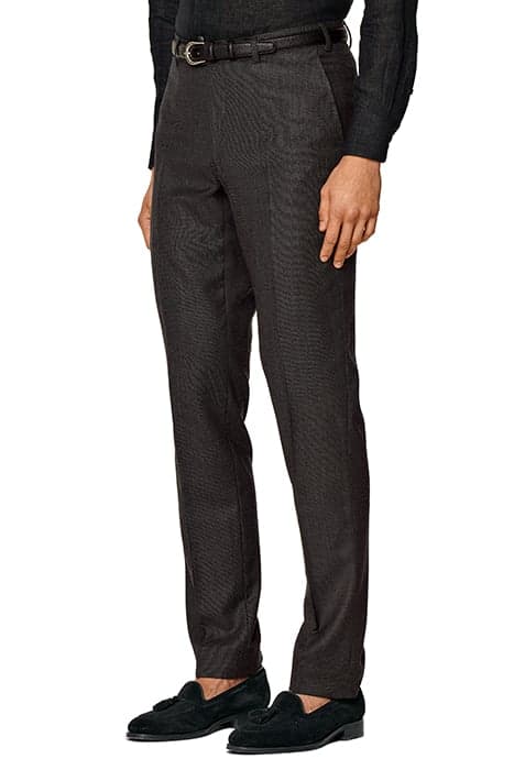 DARK GREY BIRD'S EYE SLIM LEG STRAIGHT SUIT TROUSERS by Suitsupply