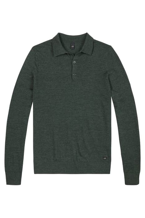 WARD | LONGSLEEVE MERINO RETRO POLO RACING GREEN MELANGE by WAHTS