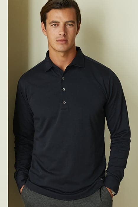 BLAKE | CASHFEEL KNITTED POLOSHIRT DARK NAVY by WAHTS