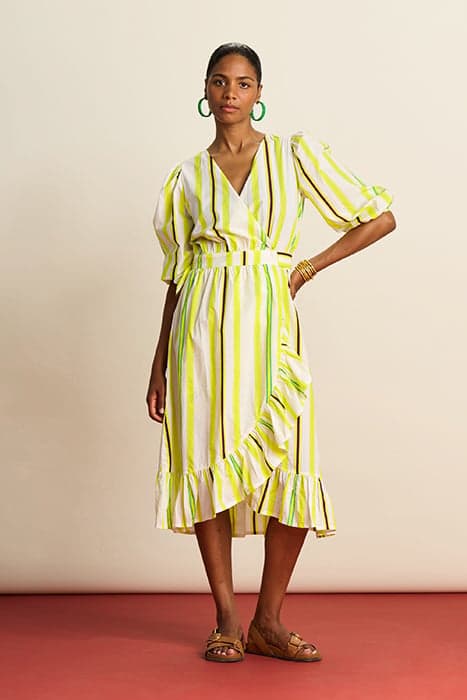 DRESS - STRIPED LEMON YELLOW by POM Amsterdam