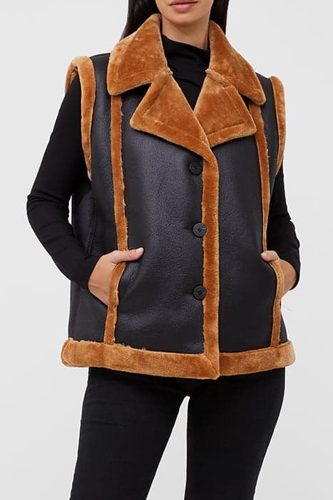 BELEN FAUX FUR GILET BLACK by French Connection