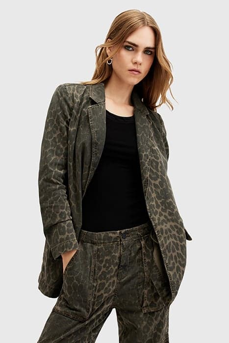 ALEIDA DENIM BLAZER LEOPARD GREEN by AllSaints