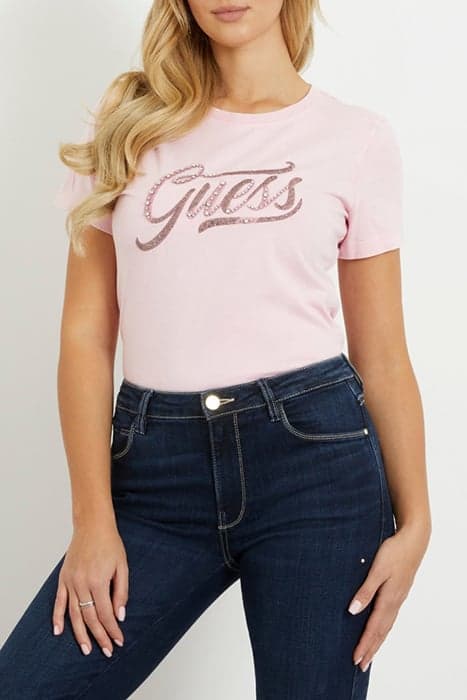 SS CN STONES&EMBRO TEE ACID MAUVELOUS by GUESS ECO