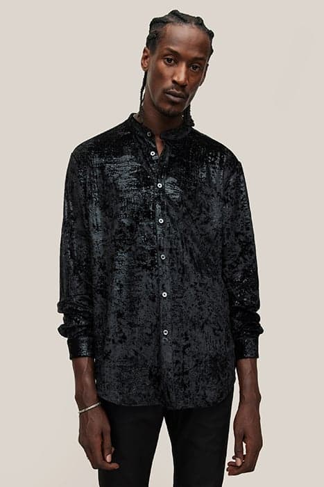 SLIM FIT SHIRT WITH PIPIN BLACK by John Varvatos