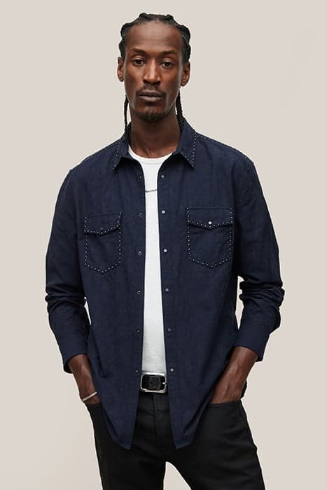 SLIM FIT STUDDED SHIRT DARK NAVY by John Varvatos