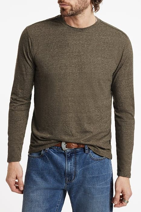 DOVER LS CREW IN PLAITED DARK MOSS by John Varvatos