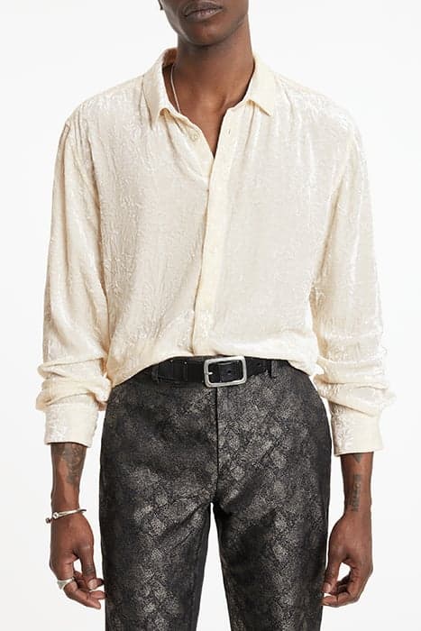 CRINKLED VELVET SLIM SHIRT WHITE by John Varvatos