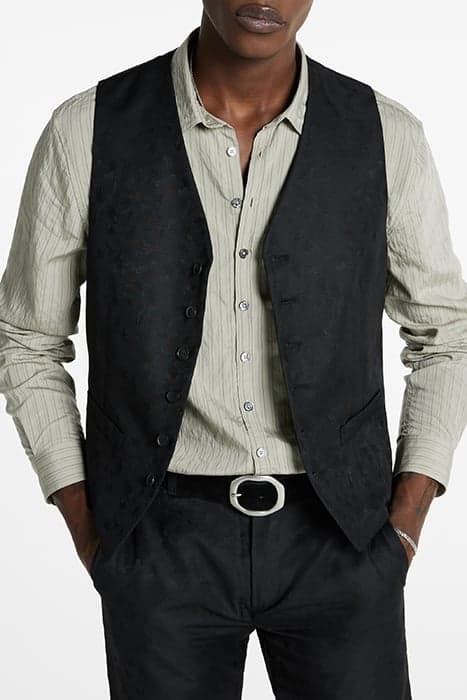 FRONT BODY DARTS VEST BLACK by John Varvatos