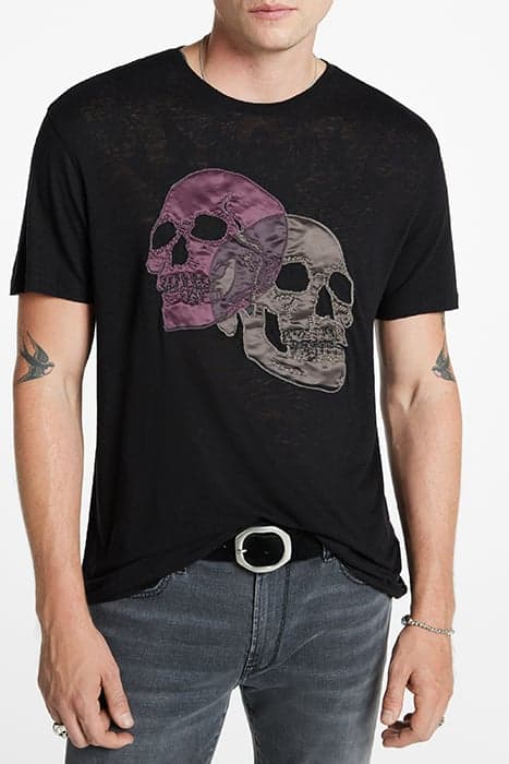 SS CREW TEE - DOUBLE SKUL BLACK by John Varvatos