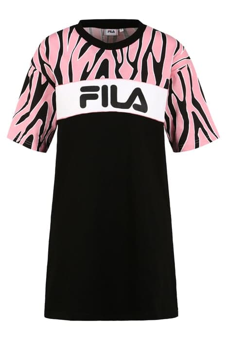 EMER BLOCKED TEE DRESS BLACK-PEONY ALLOVER-BRIGHT WHITE by FILA