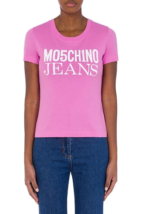 LOGO PRINT JERSEY T-SHIRT PINK by Moschino