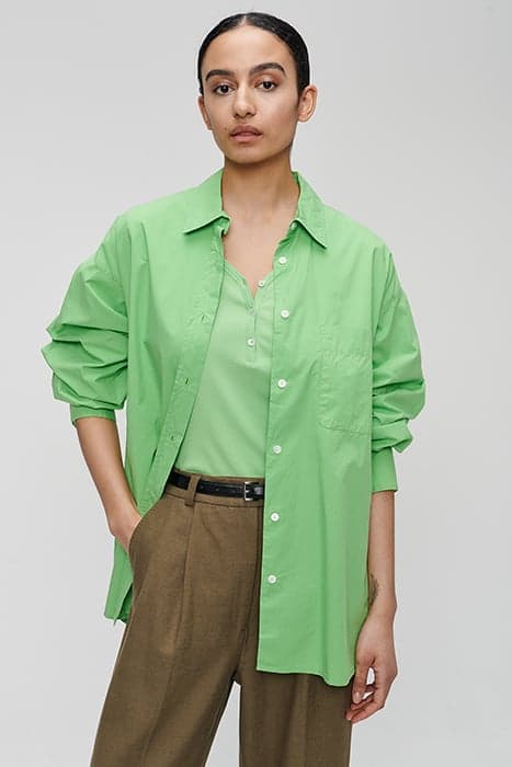 WIDE ORGANIC COTTON SHIRT GRASS GREEN by Zenggi